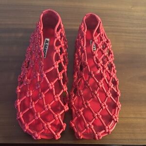 Jil Sander Vibrant Red Woven Espadrilles